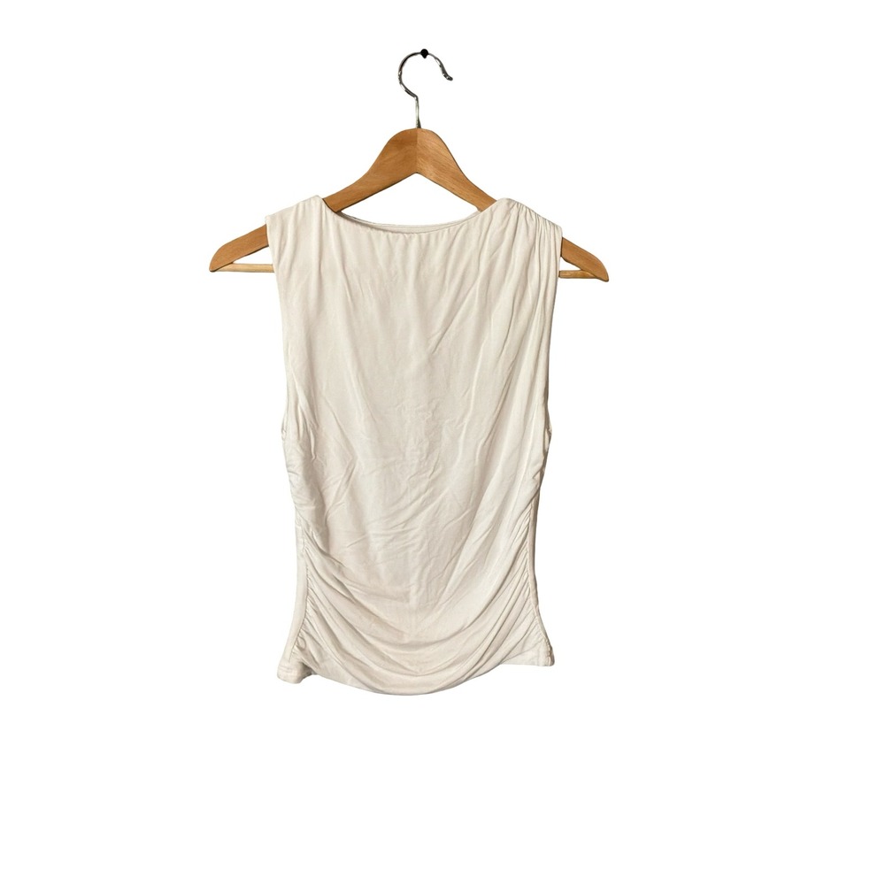 White Fox Ruched Side Sleeveless Top Size M White‎ Modal Blend Tank